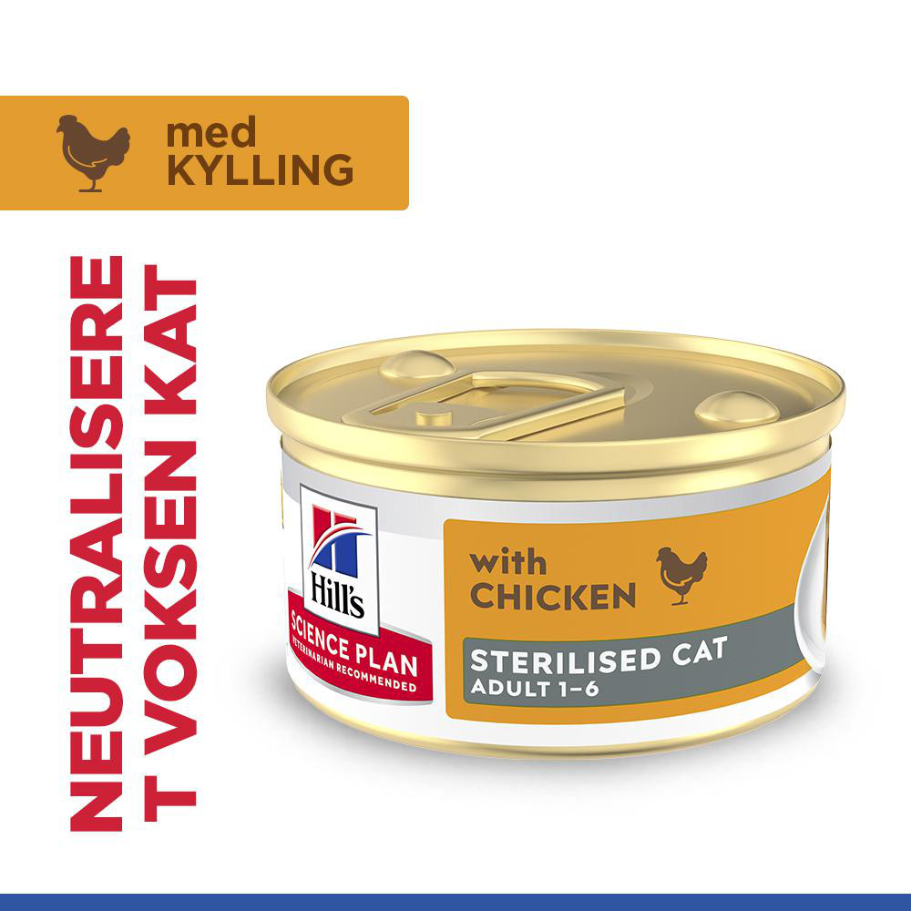 Hill's Adult Sterilised Cat vådfoder til katte med kylling (mousse, dåse)