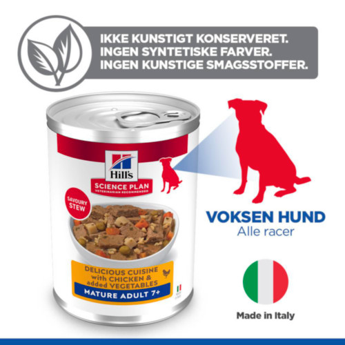 Hill's Mature Adult vådfoder til katte med kylling & grøntsager (stew, dåse)