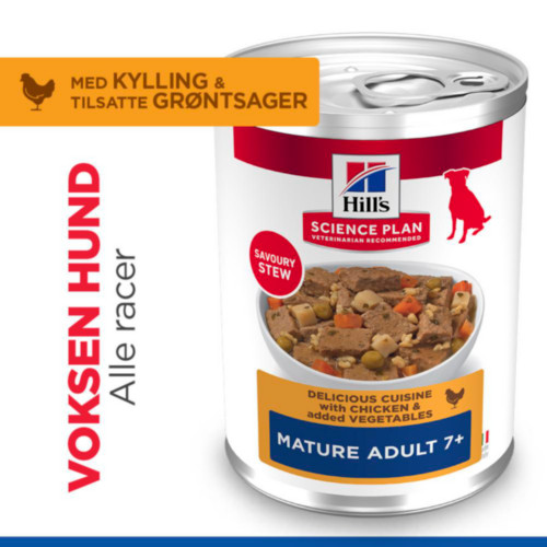 Hill's Mature Adult vådfoder til katte med kylling & grøntsager (stew, dåse)