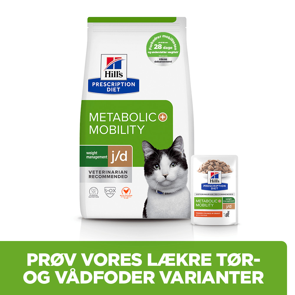 Hill's Prescription Diet J/D Weight Metabolic + Mobility vådfoder til katte med kylling (portionsposer)